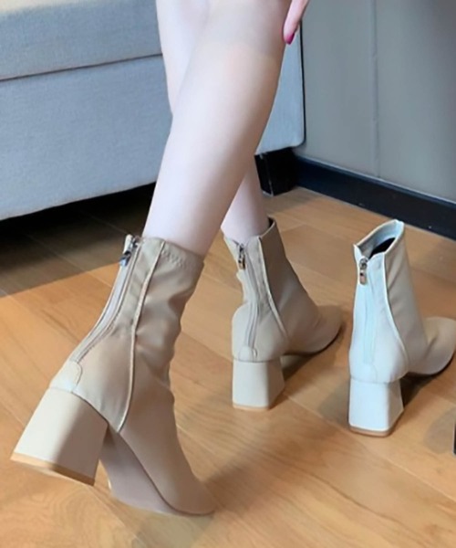 SETUP7（セットアップセブン）の「【SETUP7】スクエアトゥショートブーツ KNF（ブーツ・レディース・ブラック/ベージュ/アイボリー・38/36/37）」の10枚目の写真