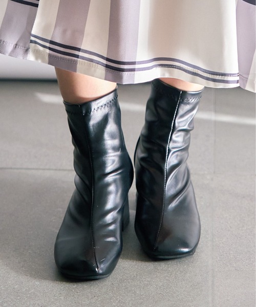 SETUP7（セットアップセブン）の「【SETUP7】スクエアトゥショートブーツ KNF（ブーツ・レディース・ブラック/ベージュ/アイボリー・38/36/37）」の17枚目の写真