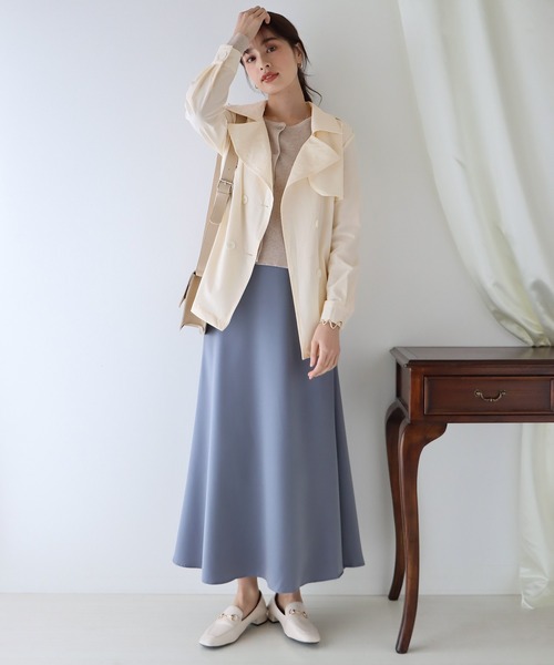 BLUEEAST（ブルーイースト）の「ショート丈トレンチコート ライトアウター（トレンチコート・レディース・ブラック/ベージュ/アイボリー・MEDIUM）」の12枚目の写真