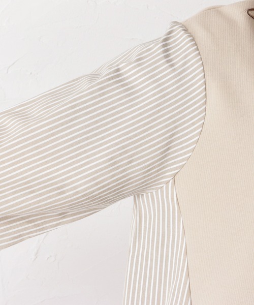 NAVY（ネイビー）の「ポンチ素材 異素材ドッキングプルオーバー（スウェット・レディース・ブラック/ベージュ/グレー・フリー）」の11枚目の写真