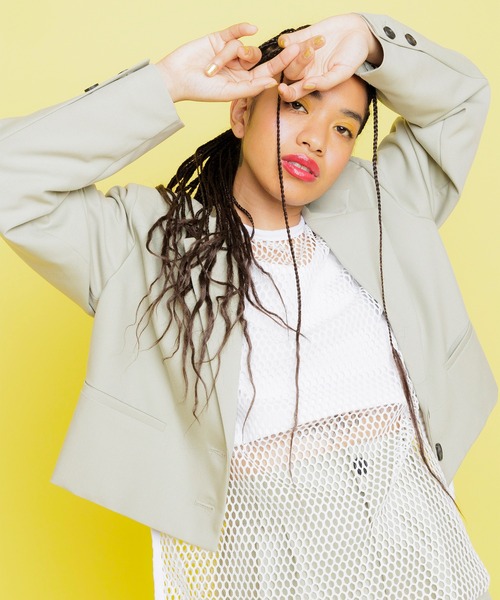 PUNYUS(プニュズ)の「メッシュトップス(Tシャツ/カットソー・レディース・ホワイト/ブラック/パープル/ピンク/グリーン・1/2/4/3)」の2枚目の写真