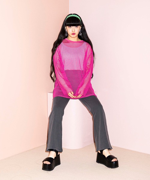 PUNYUS(プニュズ)の「メッシュトップス(Tシャツ/カットソー・レディース・ホワイト/ブラック/パープル/ピンク/グリーン・1/2/4/3)」の9枚目の写真