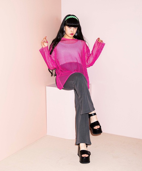 PUNYUS(プニュズ)の「メッシュトップス(Tシャツ/カットソー・レディース・ホワイト/ブラック/パープル/ピンク/グリーン・1/2/4/3)」の10枚目の写真