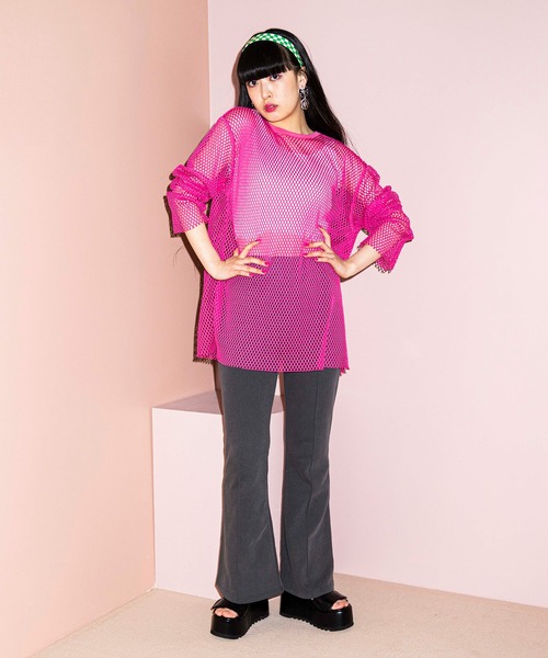 PUNYUS(プニュズ)の「メッシュトップス(Tシャツ/カットソー・レディース・ホワイト/ブラック/パープル/ピンク/グリーン・1/2/4/3)」の11枚目の写真