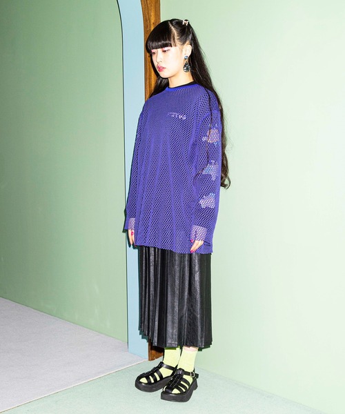 PUNYUS(プニュズ)の「メッシュトップス(Tシャツ/カットソー・レディース・ホワイト/ブラック/パープル/ピンク/グリーン・1/2/4/3)」の12枚目の写真