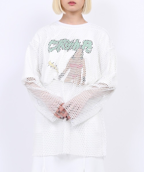 PUNYUS(プニュズ)の「メッシュトップス(Tシャツ/カットソー・レディース・ホワイト/ブラック/パープル/ピンク/グリーン・1/2/4/3)」の7枚目の写真