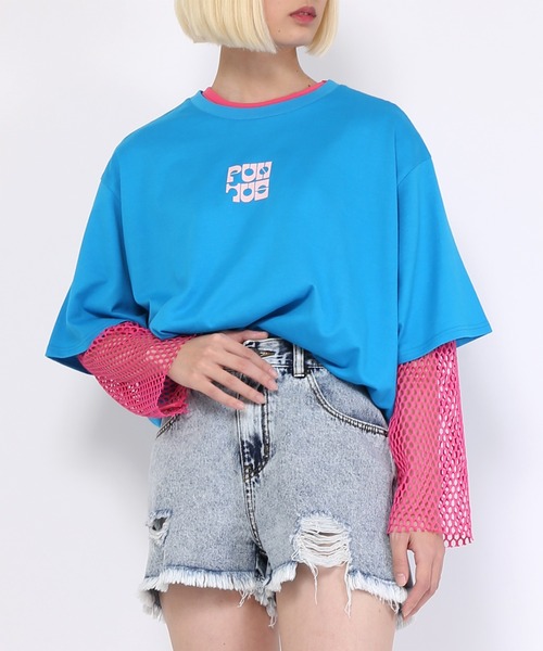 PUNYUS(プニュズ)の「メッシュトップス(Tシャツ/カットソー・レディース・ホワイト/ブラック/パープル/ピンク/グリーン・1/2/4/3)」の8枚目の写真