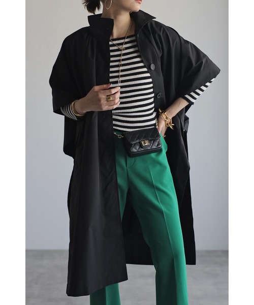 Bonjour Sagan（ボンジュールサガン）の「ケープポンチョコート（ポンチョ・レディース・キナリ/ブラック/ベージュ・FREE）」の3枚目の写真