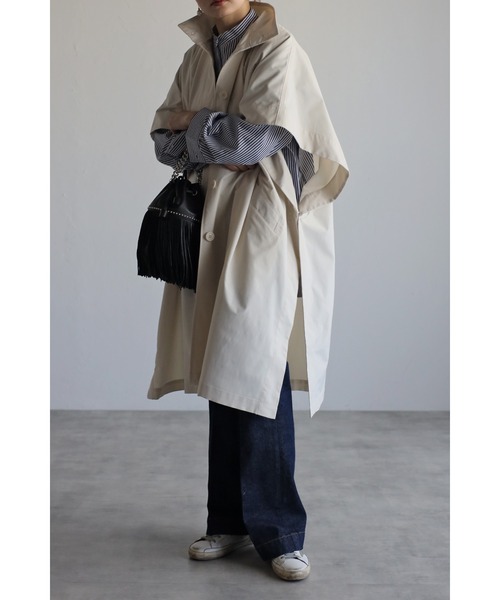 Bonjour Sagan（ボンジュールサガン）の「ケープポンチョコート（ポンチョ・レディース・キナリ/ブラック/ベージュ・FREE）」の9枚目の写真