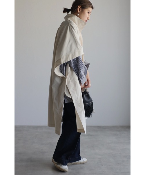 Bonjour Sagan（ボンジュールサガン）の「ケープポンチョコート（ポンチョ・レディース・キナリ/ブラック/ベージュ・FREE）」の11枚目の写真