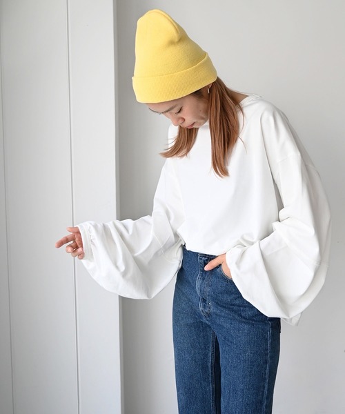 CANAL JEAN(キャナルジーン)の「arc コクーンロングスリーブTシャツ(Tシャツ/カットソー・レディース・ホワイト/ブラック・38)」の5枚目の写真