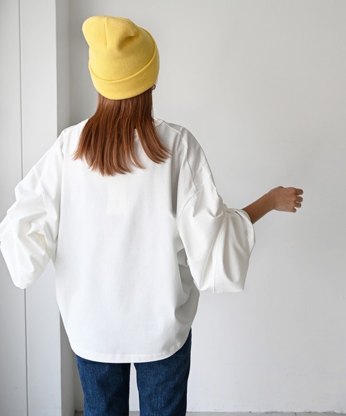 CANAL JEAN(キャナルジーン)の「arc コクーンロングスリーブTシャツ(Tシャツ/カットソー・レディース・ホワイト/ブラック・38)」の7枚目の写真