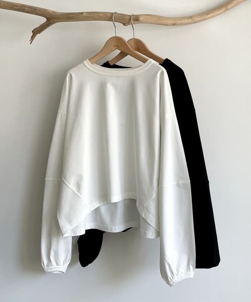 CANAL JEAN(キャナルジーン)の「arc コクーンロングスリーブTシャツ(Tシャツ/カットソー・レディース・ホワイト/ブラック・38)」の12枚目の写真