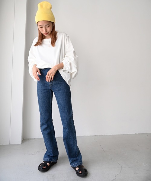 CANAL JEAN(キャナルジーン)の「arc コクーンロングスリーブTシャツ(Tシャツ/カットソー・レディース・ホワイト/ブラック・38)」の4枚目の写真