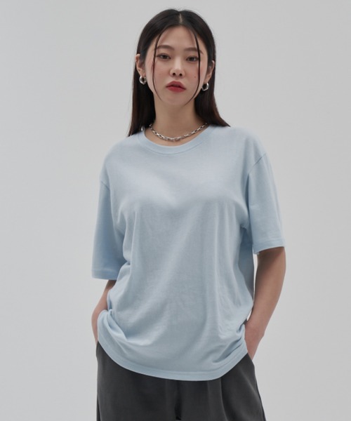 TOEASY(トゥイージー)の「A'GEM/9 × .kom『TOEASY/トゥイージー』Simple basic T-shirt/シンプル ベーシック Tシャツ カットソー(Tシャツ/カットソー・レディース・ホワイト/ライトブルー/ブラック/ブルー/グリーン/ライトグリーン/ライトパープル・FREE)」の5枚目の写真