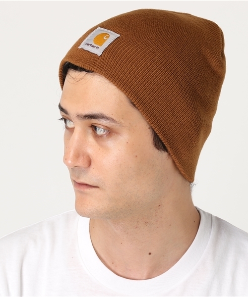 Carhartt（カーハート）の「Acrylic Knit Hat（ニットキャップ/ビーニー・メンズ・イエロー/オリーブ/ブラック/オレンジ/ライトブラウン/ヘザーグレー/ブラウン/ネイビー/ダークグリーン/ブルー/ダークグレー・FREE）」の5枚目の写真