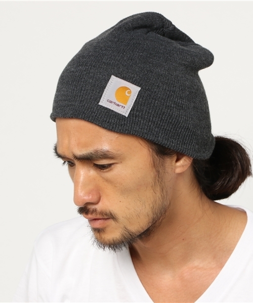 Carhartt（カーハート）の「Acrylic Knit Hat（ニットキャップ/ビーニー・メンズ・イエロー/オリーブ/ブラック/オレンジ/ライトブラウン/ヘザーグレー/ブラウン/ネイビー/ダークグリーン/ブルー/ダークグレー・FREE）」の3枚目の写真