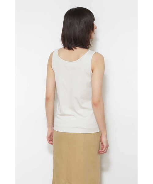 human woman(ヒューマンウーマン)の「オーガニックコットンスムースタンクトップ(Tシャツ/カットソー・レディース・ホワイト/グレー・MEDIUM)」の18枚目の写真