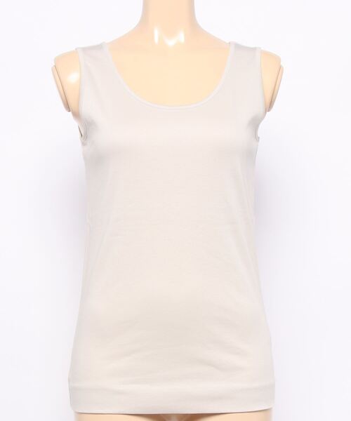 human woman(ヒューマンウーマン)の「オーガニックコットンスムースタンクトップ(Tシャツ/カットソー・レディース・ホワイト/グレー・MEDIUM)」の14枚目の写真