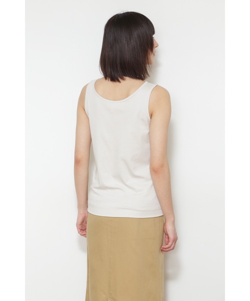 human woman(ヒューマンウーマン)の「オーガニックコットンスムースタンクトップ(Tシャツ/カットソー・レディース・ホワイト/グレー・MEDIUM)」の10枚目の写真