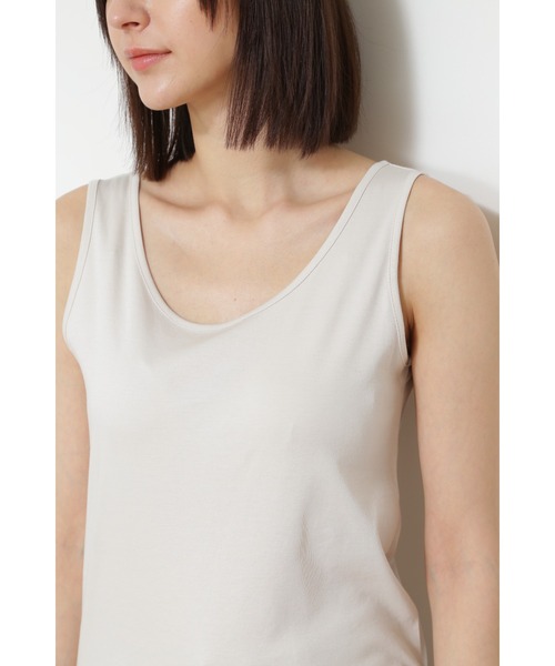 human woman(ヒューマンウーマン)の「オーガニックコットンスムースタンクトップ(Tシャツ/カットソー・レディース・ホワイト/グレー・MEDIUM)」の5枚目の写真