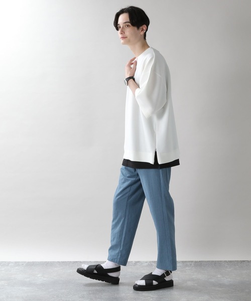 RAGEBLUE(レイジブルー)の「テックスリットクルーTシャツ(Tシャツ/カットソー・メンズ・ホワイト/ベージュ/パープル/ライトグリーン/スミクロ/ライトブルー・SMALL/MEDIUM/LARGE)」の11枚目の写真