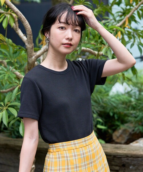 プリーツプリーズ 半袖 トップス ワッフル 肉厚 ブラック サイズ3 プリーツプリーズ 半袖 トップス ワッフル 肉厚 ブラック サイズ3