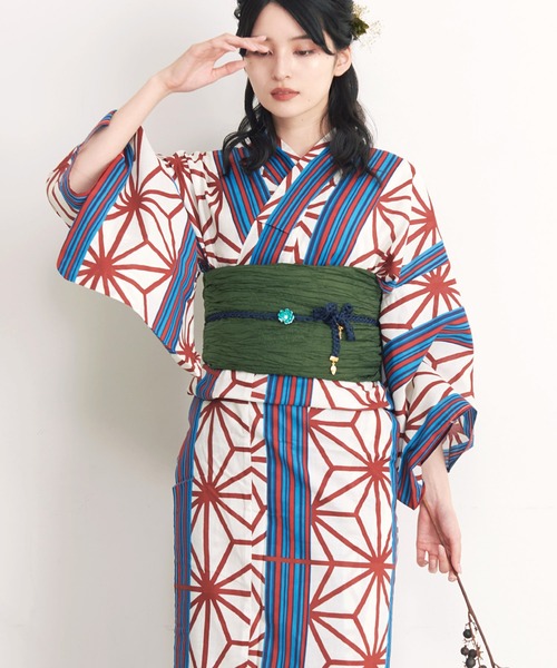 Dita(ディータ)の「1人で簡単に着られる♪(ゆかた・しわ兵児帯・下駄・着付け説明本・腰ひも1本)豪華浴衣5点セット浴衣 セット レディース 大人【K】(浴衣・レディース・その他6/その他3/その他1/その他5/その他4/その他2/その他7・FREE)」の11枚目の写真