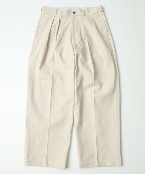 FREAK'S STORE（フリークスストア）の「限定展開 MACOBER×FREAK'S STORE/マコバー 別注 ワイドシルエット 2タックスラックス/デニム（スラックス・メンズ・ブラック/ネイビー/オフホワイト/オリーブ/ダークインディゴブルー・SMALL/MEDIUM/LARGE）」の9枚目の写真