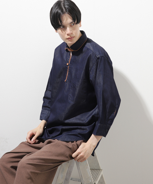 B.C STOCK(ベーセーストック)の「インディゴパイピング7S(シャツ/ブラウス・メンズ・ネイビー・MEDIUM/LARGE)」の1枚目の写真