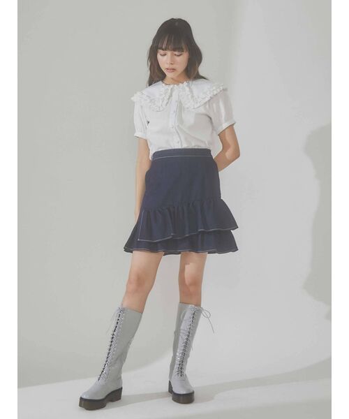 merry jenny（メリージェニー）の「フリルカラーパフスリーブブラウス（シャツ/ブラウス・レディース・ブラック/オフホワイト・FREE）」の18枚目の写真