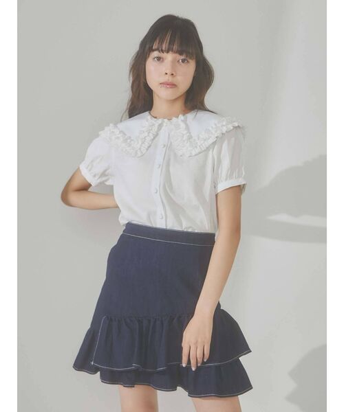 merry jenny（メリージェニー）の「フリルカラーパフスリーブブラウス（シャツ/ブラウス・レディース・ブラック/オフホワイト・FREE）」の9枚目の写真