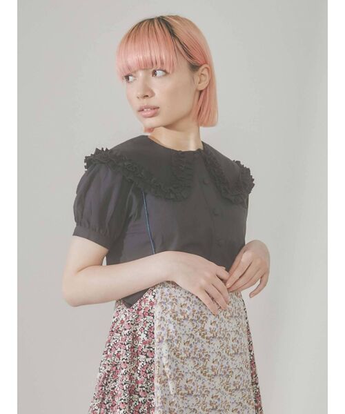 merry jenny（メリージェニー）の「フリルカラーパフスリーブブラウス（シャツ/ブラウス・レディース・ブラック/オフホワイト・FREE）」の15枚目の写真