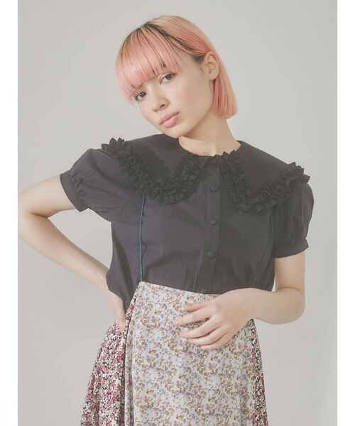 merry jenny（メリージェニー）の「フリルカラーパフスリーブブラウス（シャツ/ブラウス・レディース・ブラック/オフホワイト・FREE）」の19枚目の写真