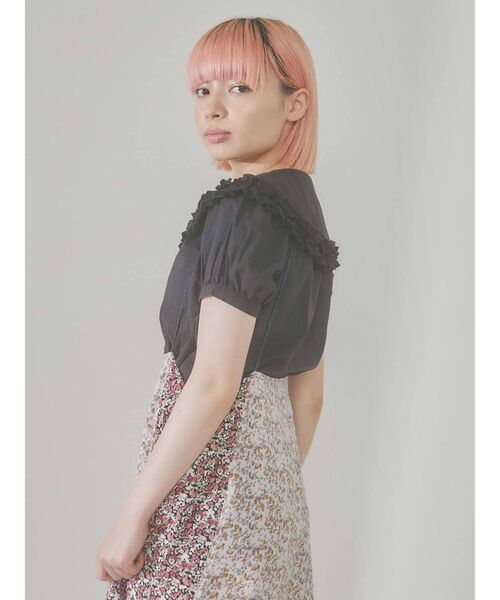 merry jenny（メリージェニー）の「フリルカラーパフスリーブブラウス（シャツ/ブラウス・レディース・ブラック/オフホワイト・FREE）」の10枚目の写真