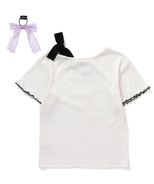algy(アルジー)の「りぼんヘアゴム付きワンショルT(Tシャツ/カットソー・キッズ・サックスブルー/オフホワイト/ブラック・XX-SMALL/X-SMALL/SMALL/MEDIUM)」の6枚目の写真