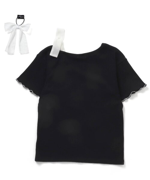 algy(アルジー)の「りぼんヘアゴム付きワンショルT(Tシャツ/カットソー・キッズ・サックスブルー/オフホワイト/ブラック・XX-SMALL/X-SMALL/SMALL/MEDIUM)」の14枚目の写真