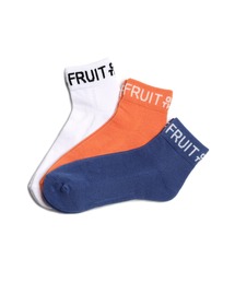 FRUIT CAKE（フルーツケイク）の「【FRUIT OF THE LOOM/フルーツオブザルーム】FTL クオーターソックス トップロゴ 　3P set  推奨サイズ23-25cm（ソックス/靴下）」