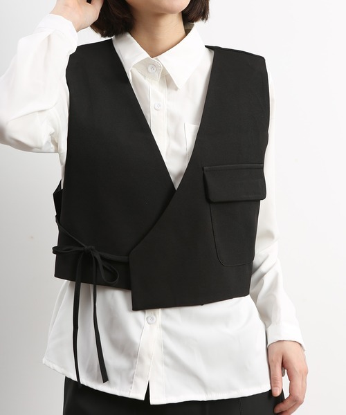 MAISON DE THERESE(メゾン ド テレーズ)の「デザインスーツベスト(ベスト・レディース・ブラック/ベージュ・MEDIUM/SMALL/LARGE)」の1枚目の写真