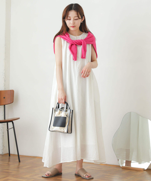 SENSE OF PLACE by URBAN RESEARCH（センスオブプレイスバイアーバンリサーチ）の「インドシシュウノースリーブワンピース（ワンピース・レディース・オフホワイト/グリーン/ブラック・ONE）」の17枚目の写真