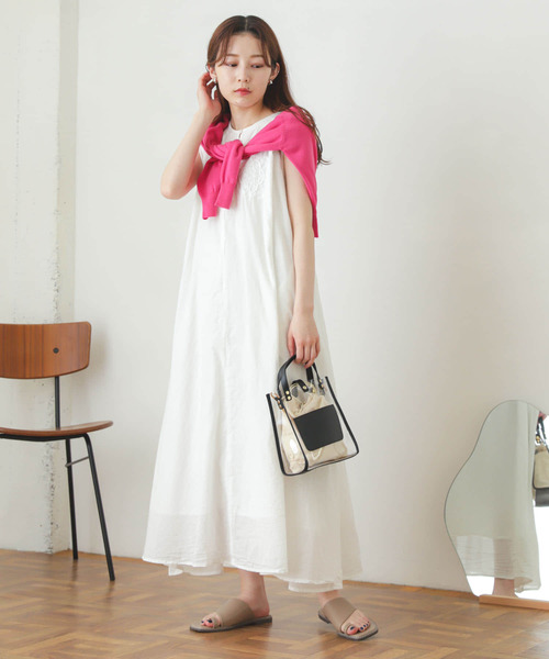 SENSE OF PLACE by URBAN RESEARCH（センスオブプレイスバイアーバンリサーチ）の「インドシシュウノースリーブワンピース（ワンピース・レディース・オフホワイト/グリーン/ブラック・ONE）」の12枚目の写真