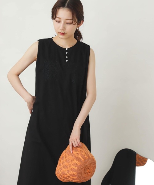 SENSE OF PLACE by URBAN RESEARCH（センスオブプレイスバイアーバンリサーチ）の「インドシシュウノースリーブワンピース（ワンピース・レディース・オフホワイト/グリーン/ブラック・ONE）」の6枚目の写真