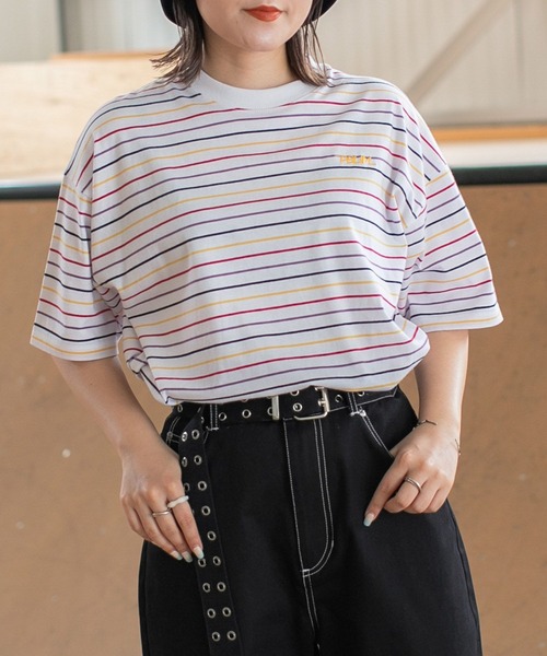 PBLIM（ページボーイリム）の「PAGEBOYLIM/マルチカラーボーダーT（Tシャツ/カットソー・レディース・ホワイト系その他/ブラック系その他/ブルー系その他・MEDIUM/LARGE）」の5枚目の写真