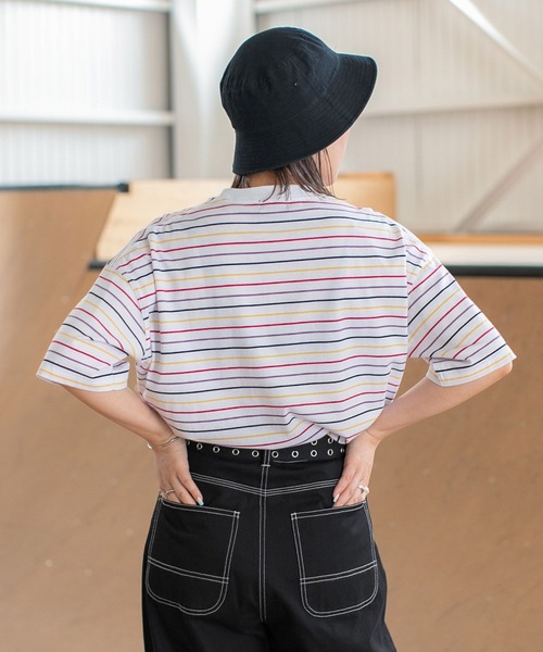 PBLIM（ページボーイリム）の「PAGEBOYLIM/マルチカラーボーダーT（Tシャツ/カットソー・レディース・ホワイト系その他/ブラック系その他/ブルー系その他・MEDIUM/LARGE）」の6枚目の写真