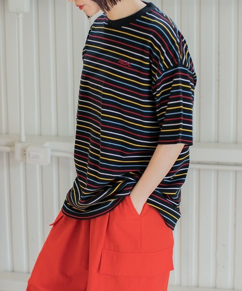 PBLIM（ページボーイリム）の「PAGEBOYLIM/マルチカラーボーダーT（Tシャツ/カットソー・レディース・ホワイト系その他/ブラック系その他/ブルー系その他・MEDIUM/LARGE）」の11枚目の写真