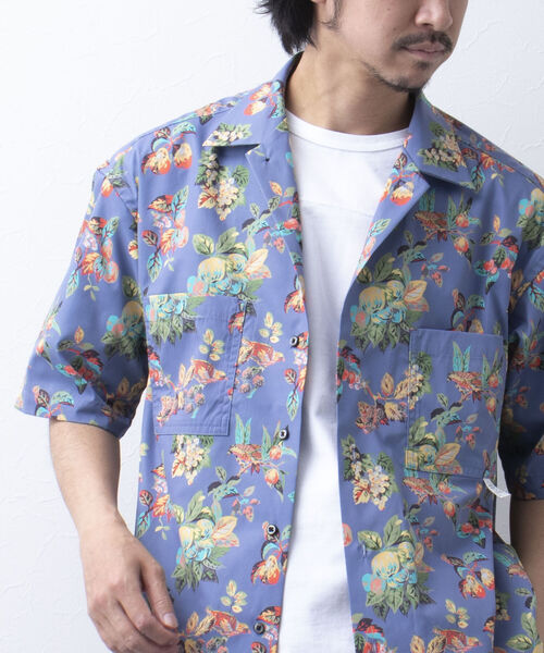 NOLLEY'S goodman(ノーリーズグッドマン)の「【WORK ABOUT/ワークアバウト】VACANCE SHIRT 総柄プリントシャツ アロハシャツ(シャツ/ブラウス・メンズ・ブルー系その他5/ブルー系その他7/ブラウン/ブラック×グレー・LARGE/MEDIUM)」の2枚目の写真
