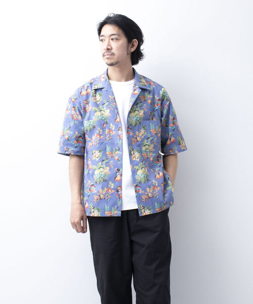 NOLLEY'S goodman(ノーリーズグッドマン)の「【WORK ABOUT/ワークアバウト】VACANCE SHIRT 総柄プリントシャツ アロハシャツ(シャツ/ブラウス・メンズ・ブルー系その他5/ブルー系その他7/ブラウン/ブラック×グレー・LARGE/MEDIUM)」の22枚目の写真