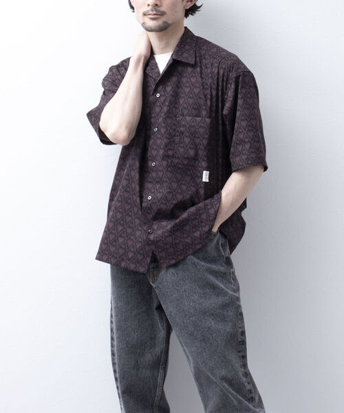 NOLLEY'S goodman(ノーリーズグッドマン)の「【WORK ABOUT/ワークアバウト】VACANCE SHIRT 総柄プリントシャツ アロハシャツ(シャツ/ブラウス・メンズ・ブルー系その他5/ブルー系その他7/ブラウン/ブラック×グレー・LARGE/MEDIUM)」の5枚目の写真