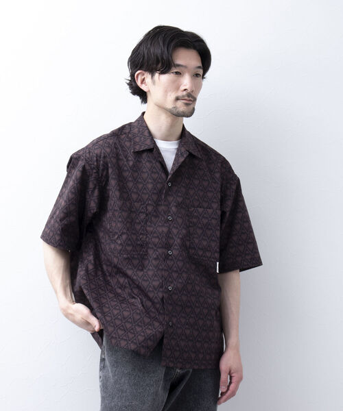 NOLLEY'S goodman(ノーリーズグッドマン)の「【WORK ABOUT/ワークアバウト】VACANCE SHIRT 総柄プリントシャツ アロハシャツ(シャツ/ブラウス・メンズ・ブルー系その他5/ブルー系その他7/ブラウン/ブラック×グレー・LARGE/MEDIUM)」の7枚目の写真
