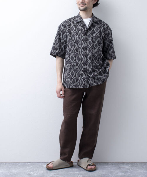 NOLLEY'S goodman(ノーリーズグッドマン)の「【WORK ABOUT/ワークアバウト】VACANCE SHIRT 総柄プリントシャツ アロハシャツ(シャツ/ブラウス・メンズ・ブルー系その他5/ブルー系その他7/ブラウン/ブラック×グレー・LARGE/MEDIUM)」の13枚目の写真